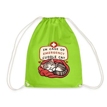 Notfall-Kuschelkatze - Turnbeutel - Neongrün - Vorne
