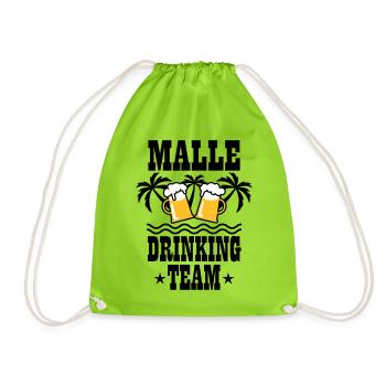 08 Malle Drinking Team Beer Mass Bier Party - Turnbeutel - Neongrün - Vorne