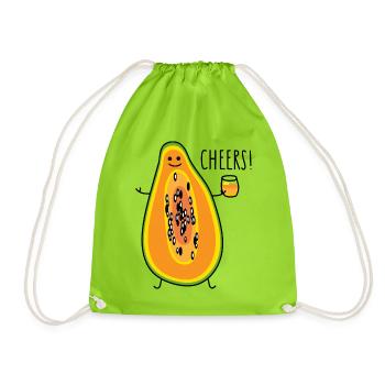 Healthy with papaya - Drawstring Bag - neon green - Front