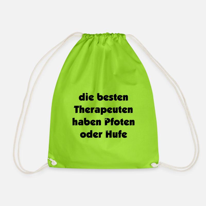 nur die besten Therapeuten haben Pfoten oder Hufe - Turnbeutel - Neongrün