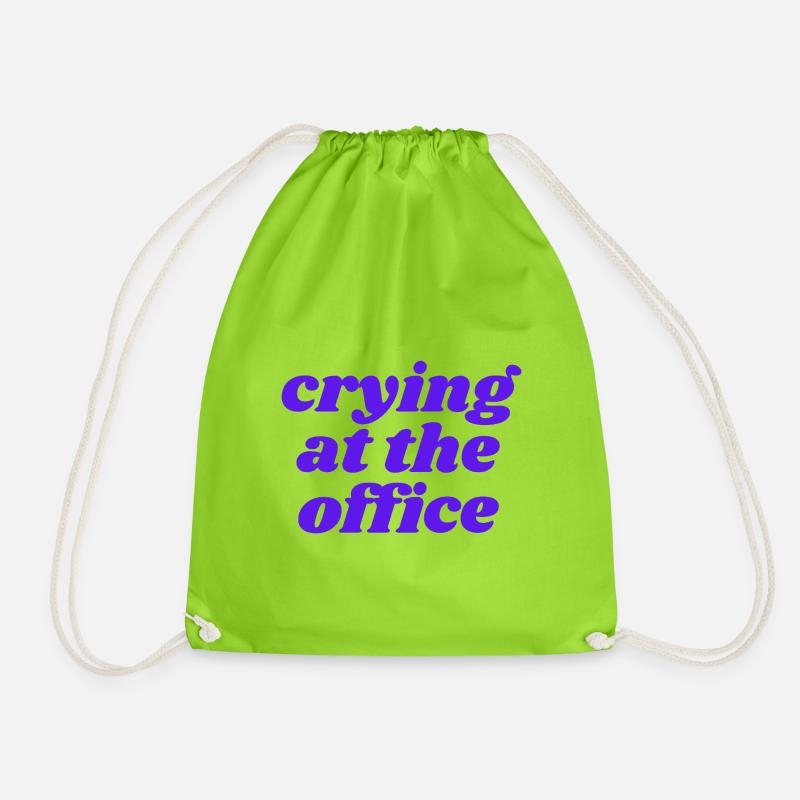 crying at the office - Drawstring Bag - neon green