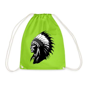 Indian Chief - Drawstring Bag - neon green - Front