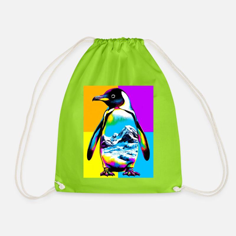 Pinguin - Turnbeutel - Neongrün