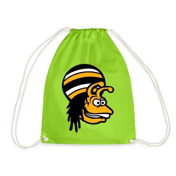 snail reggae music rasta hair hat Jamaica - Drawstring Bag - neon green - Front