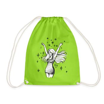Dancing Woman Empowerment - Illustration - Drawstring Bag - neon green - Front
