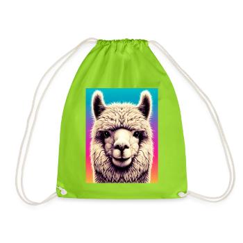 Alpaca - Drawstring Bag - neon green - Front