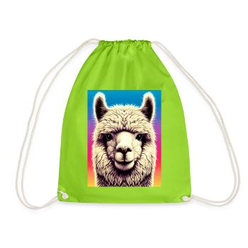 Alpaca - Drawstring Bag - neon green - Front
