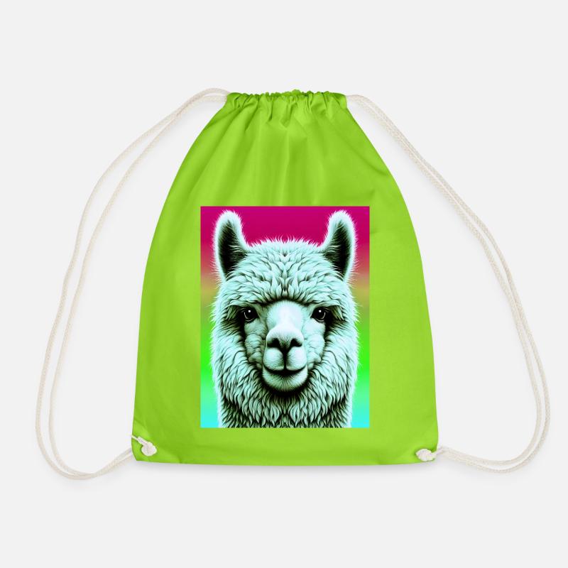 Alpaca - Drawstring Bag - neon green