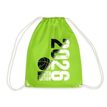 Basketball Master Shirt 2026, black and white - Drawstring Bag - neon green - Front