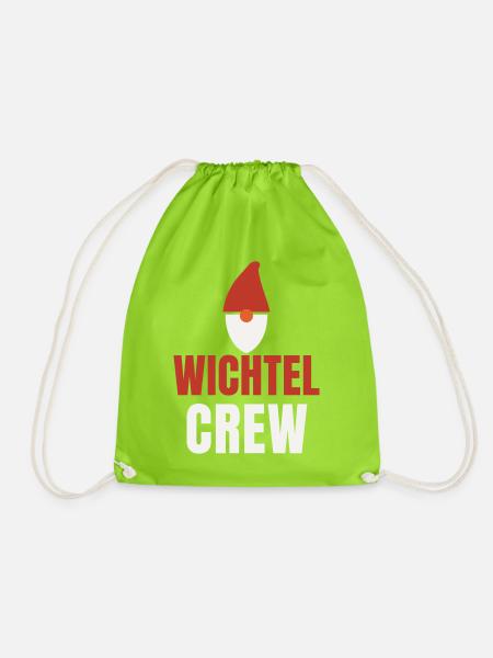 Wichtel Crew Zwerg Weihnachten Team Familie Gnom - Turnbeutel - Neongrün