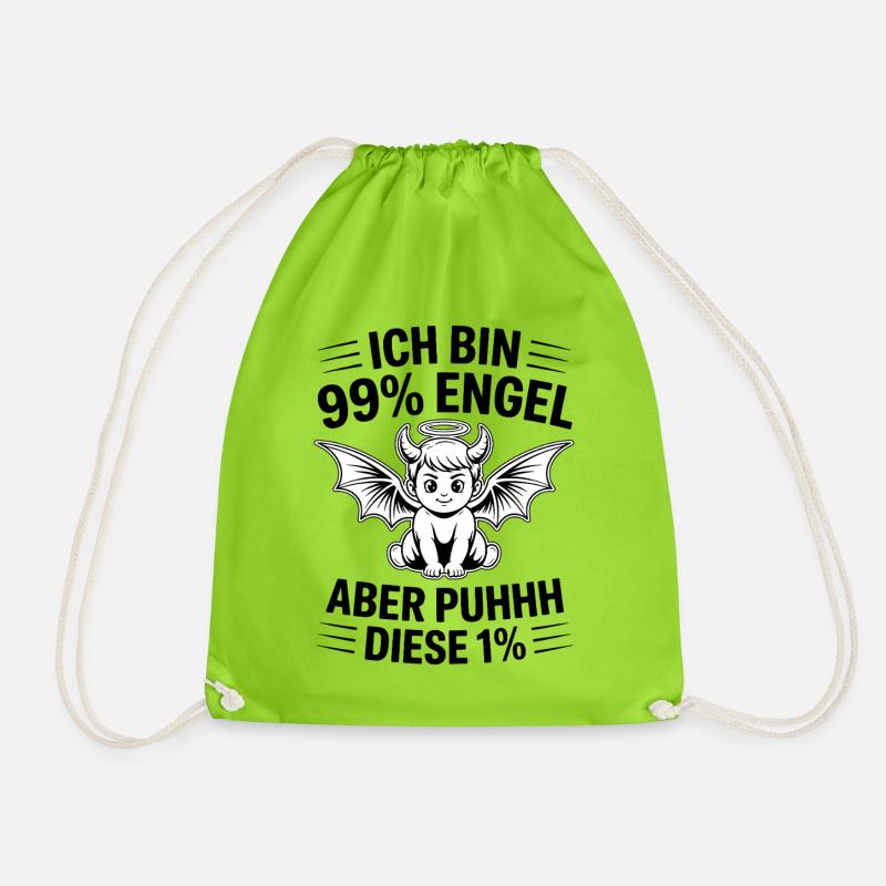 Ich bin 99% Engel aber Puhhh diese 1% - Turnbeutel - Neongrün