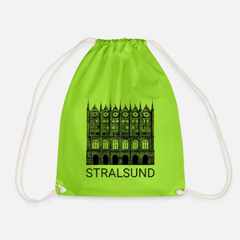 Stralsund Town Hall / Brick Gothic - Drawstring Bag - neon green