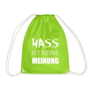 hass ist keine meinung - Turnbeutel - Neongrün - Vorne