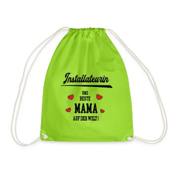 Beste Mama Installateurin Muttertag Geburtstag Geb - Turnbeutel - Neongrün - Vorne