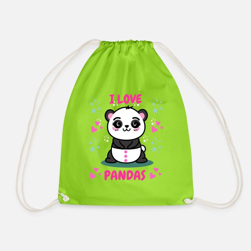 Ich liebe Pandas - Turnbeutel - Neongrün