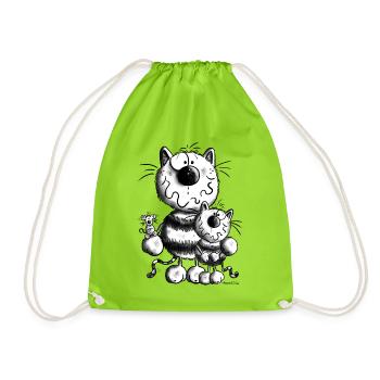 Doux Famille Chat - Sac de sport léger - vert néon - Devant