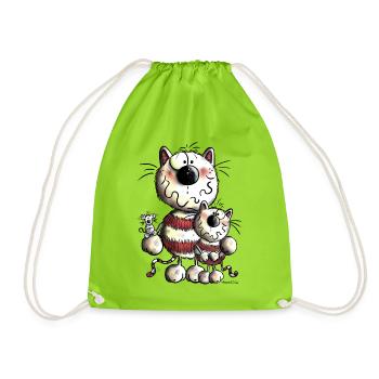 Drôle Chats - Sac de sport léger - vert néon - Devant