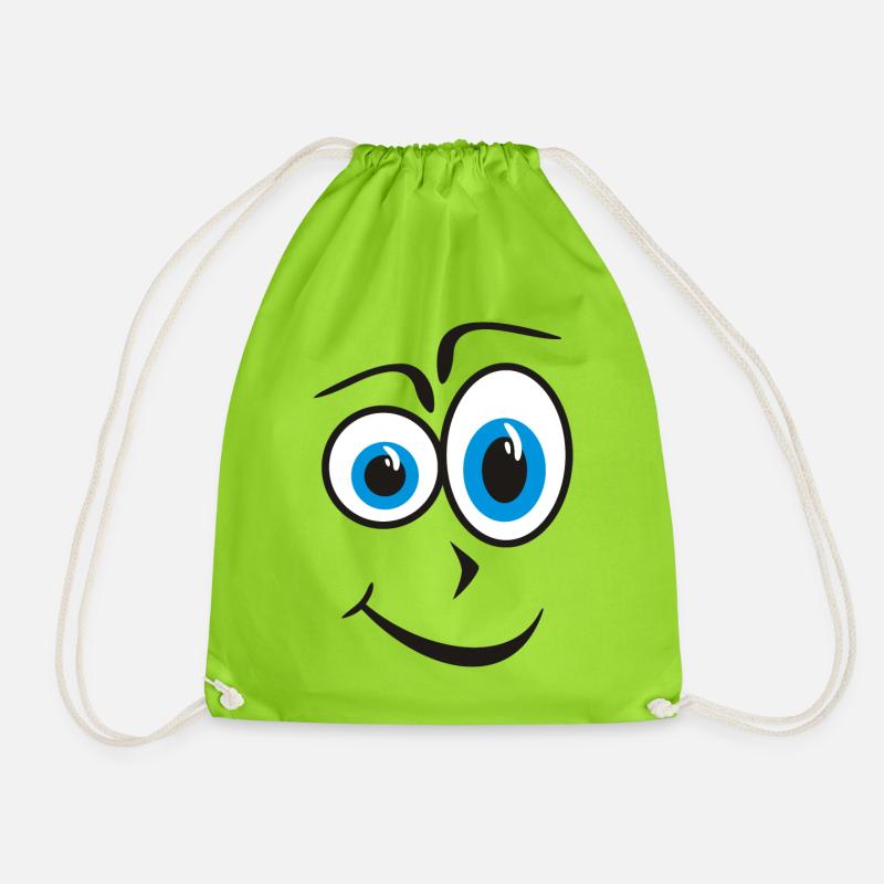 Neugieriges Gesicht mit blauen Augen - Turnbeutel - Neongrün