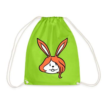 Bunny Girl Pretty Woman Bunny Cute Long Hair - Drawstring Bag - neon green - Front