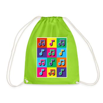 Pop-Art-Musiknoten Mosaik - Turnbeutel - Neongrün - Vorne