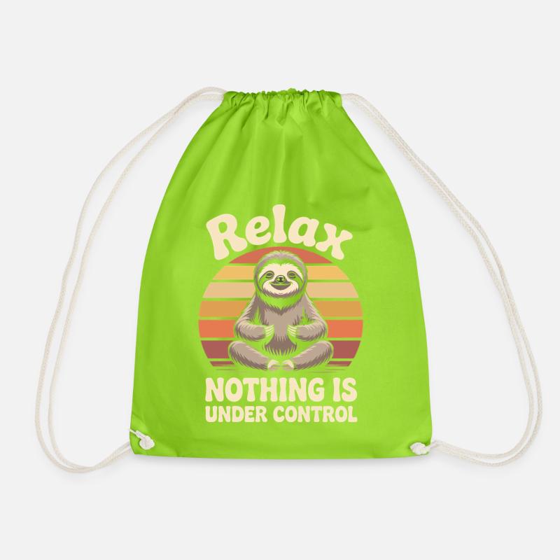 Relax Sloth Zen Sunset - Drawstring Bag - neon green