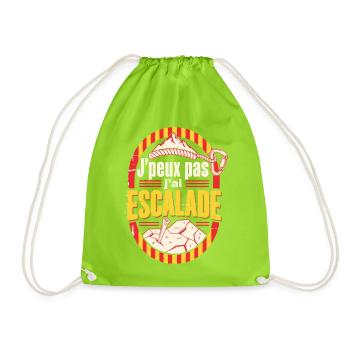 J'peux pas j'ai Escalade Motif Montagne - Sac de sport léger - vert néon - Devant