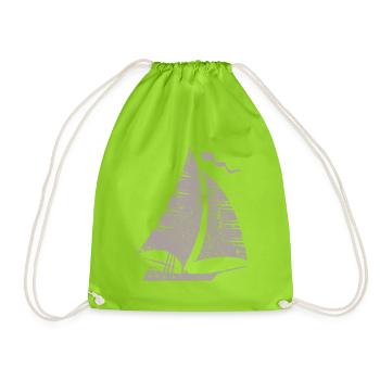 Silhouette de voilier minimaliste grunge - Sac de sport léger - vert néon - Devant