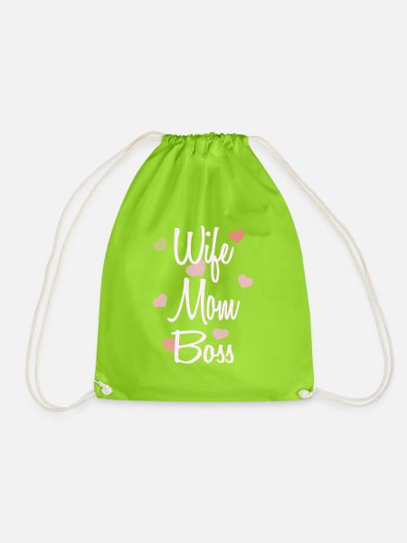 Wife Mom Boss Ehefrau Mama Boss Mutter Muttertag - Turnbeutel - Neongrün