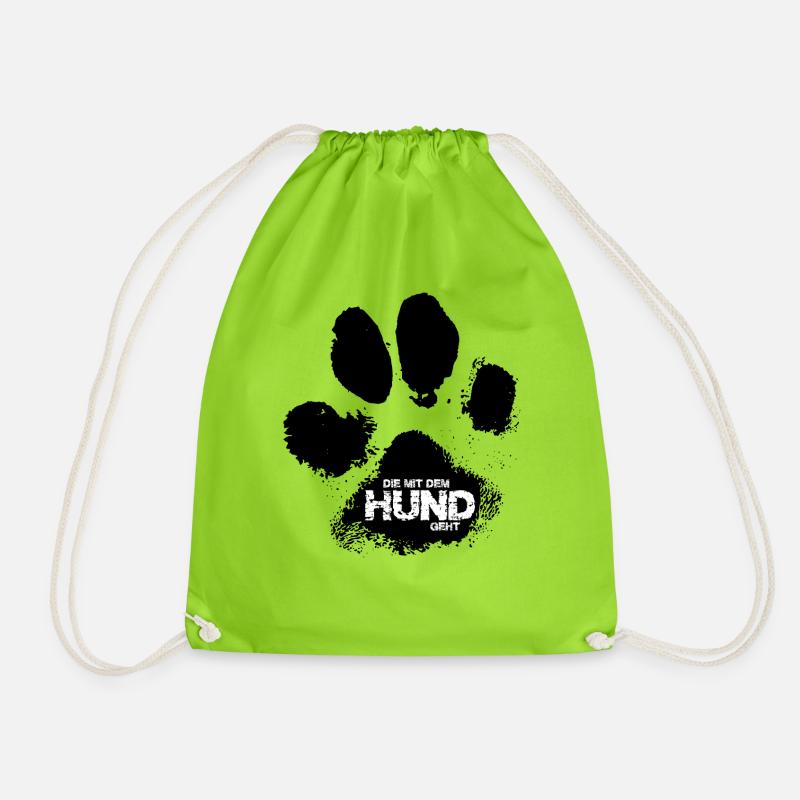 The dog goes 2 - Drawstring Bag - neon green