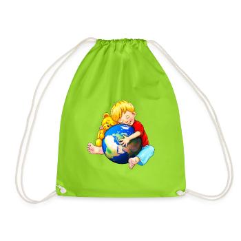 Mama Erde, wir haben dich ganz doll lieb !!! - Turnbeutel - Neongrün - Vorne