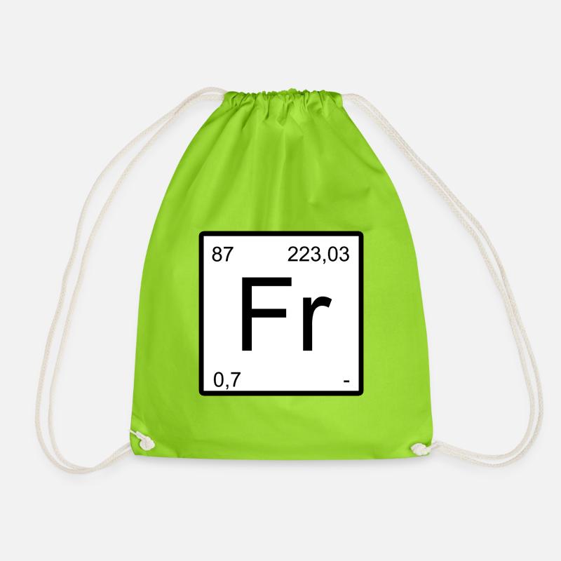 Francium-Elementdesign mit Periodenzahlen - Turnbeutel - Neongrün