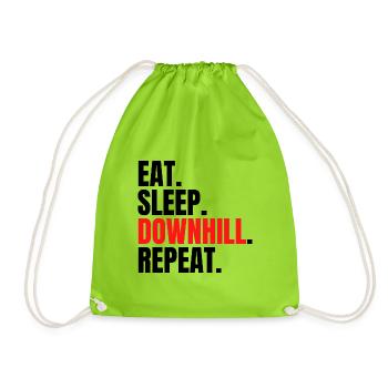 eat sleep downhill repeat - Drawstring Bag - neon green - Front