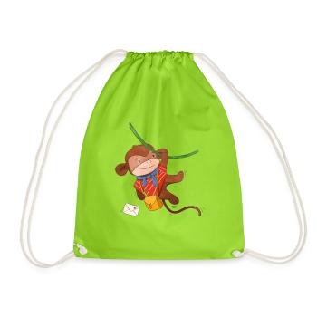 Singe Singe Chimpanzé Facteur Enfants Motifs - Sac de sport léger - vert néon - Devant