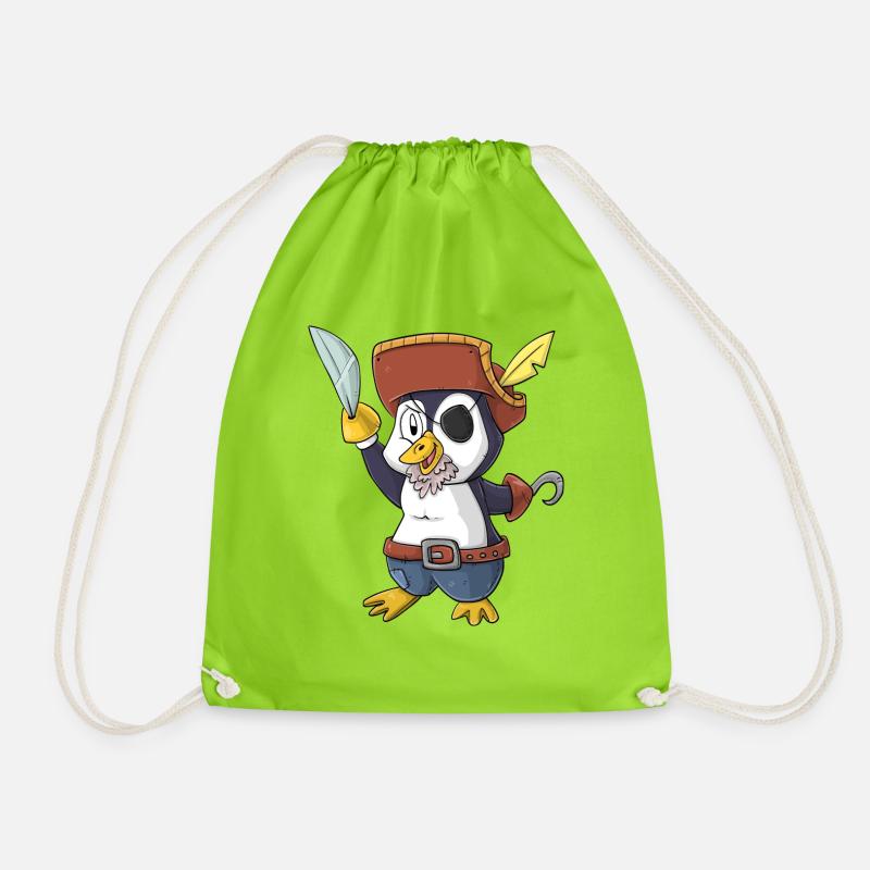 Pinguin Pirat - Turnbeutel - Neongrün