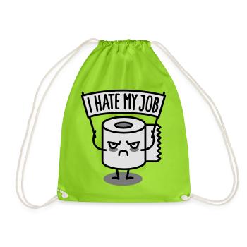 I hate my job - Toilet paper - Drawstring Bag - neon green - Front