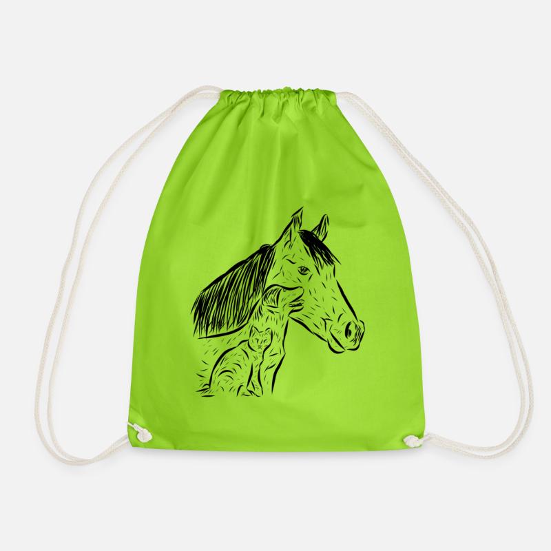 Pferd, Katze und Hund - Turnbeutel - Neongrün