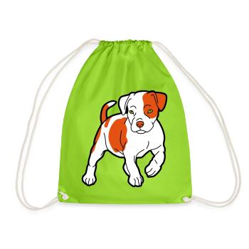 Orangener Hund Cartoon Muster - Turnbeutel - Neongrün - Vorne
