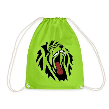 Lion - Drawstring Bag - neon green - Front