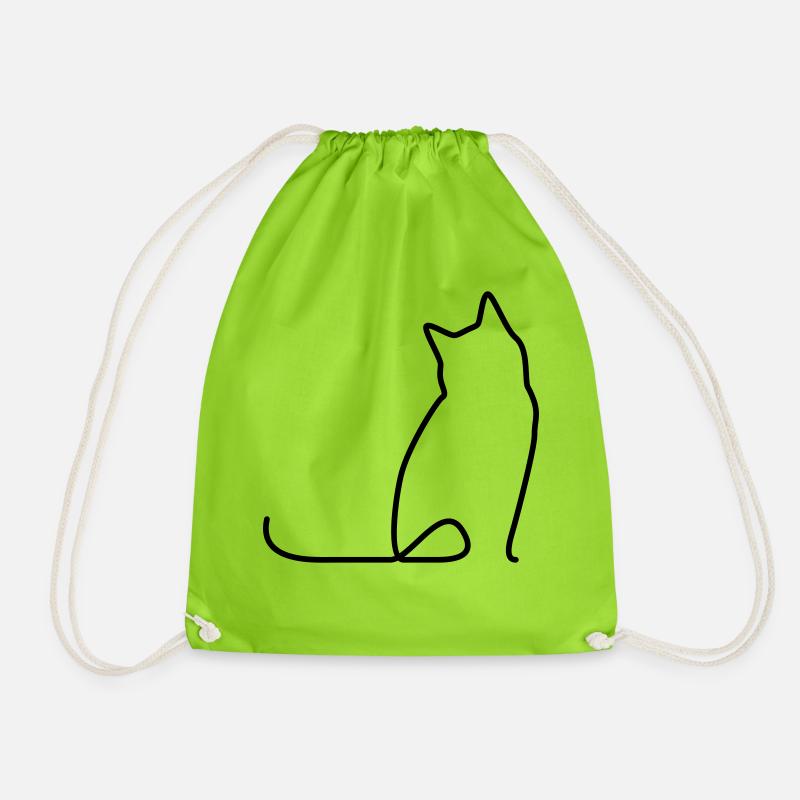Cat 01 - Drawstring Bag - neon green