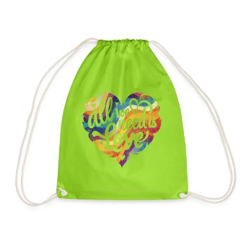 All we need is love - Drawstring Bag - neon green - Front