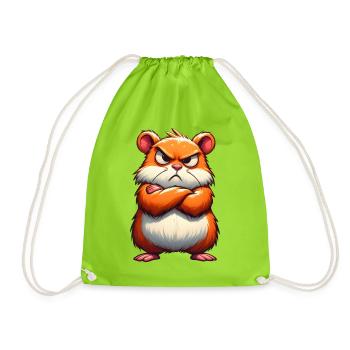 Grumpy hamster disgruntled - Drawstring Bag - neon green - Front