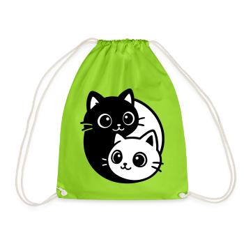 Portrait de chat Ying Yang - Sac de sport léger - vert néon - Devant