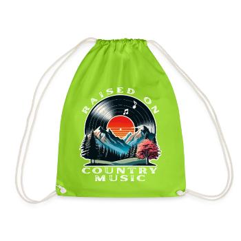Raised on Country Music - Drawstring Bag - neon green - Front