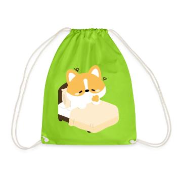 Corgi fatigué sur le lit - Sac de sport léger - vert néon - Devant