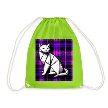 cat - Drawstring Bag - neon green - Front