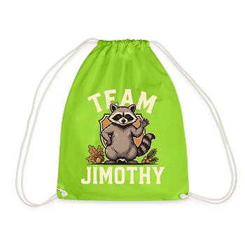 Team Jimothy Chemise drôle de raton laveur qui agite des déchets mignons - Sac de sport léger - vert néon - Devant