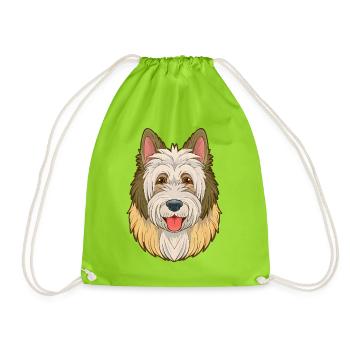 Old English Sheepdog (Comic-Porträt) - Turnbeutel - Neongrün - Vorne