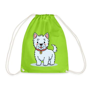 Little West Highland Terrier (comic) - Drawstring Bag - neon green - Front
