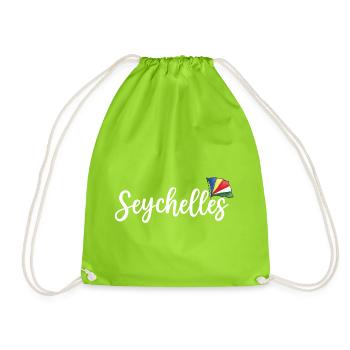 Lettrage des Seychelles blanc avec drapeau - Sac de sport léger - vert néon - Devant
