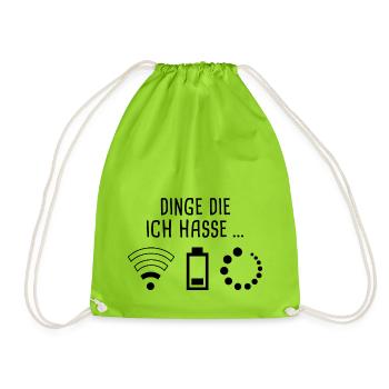 Dinge die ich hasse - kein Empfang - Turnbeutel - Neongrün - Vorne